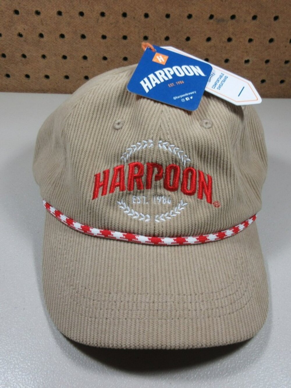 Harpoon mens tan corduroy strapback hat NWT